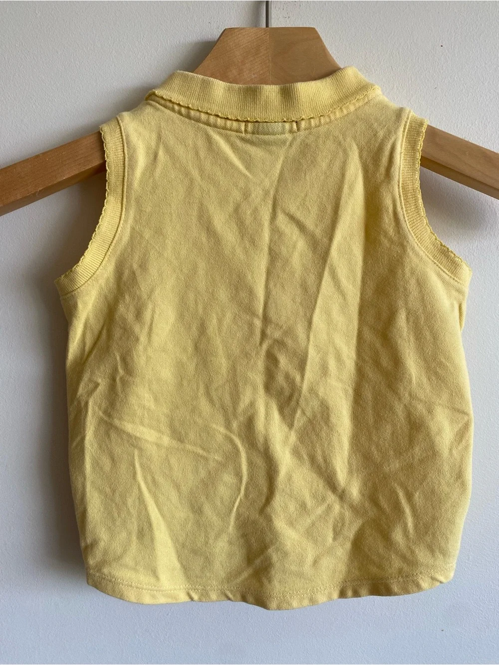 GAP Kids Yellow Sleeveless Polo Shirt Pink Trim Stretch Cotton Tank Top XS 4-5